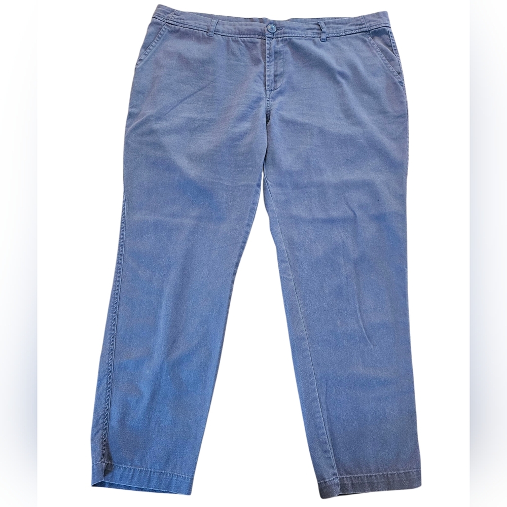 Woolrich Womens Straight Ankle Pants Cotton Blue Chino Casual Trousers Sz 14